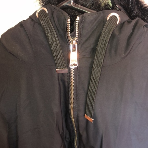 ZARA BASIC Outerwear long black jacket coat parka size small water repellent​​ - Picture 5 of 11